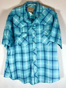 Camisa a cuadros occidental a presión de perlas Wrangler para hombre 2XL - Imagen 1 de 5