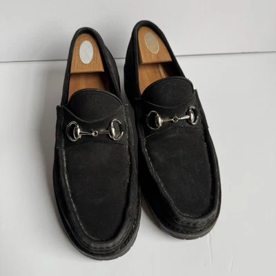 Men's GUCCI 'Horsebit' Black Suede Loafers Size US 10 - D - Image 1 of 4