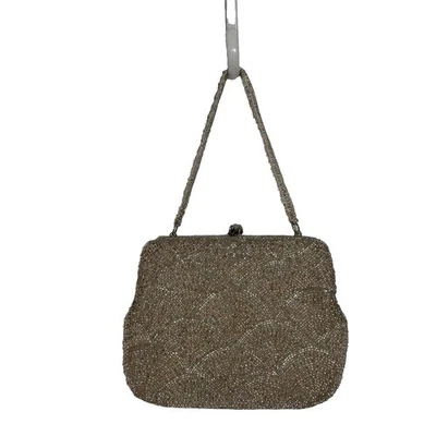 Bolso de Noche Walborg Vintage Blanco Plata Cuentas Cierre Tono Plateado Foto 1 de 4