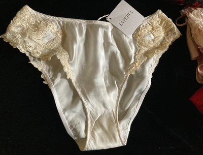 La Perla Maison Marfil Seda Calzoncillos S IT1 Crema Encaje Bragas NUEVO Lujo Foto 1 de 4