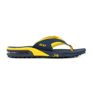 Diapositivas Reef Fanning Prejuego Azul Marino/Amarillo para Hombre CJ7113 - Imagen 1 de 4