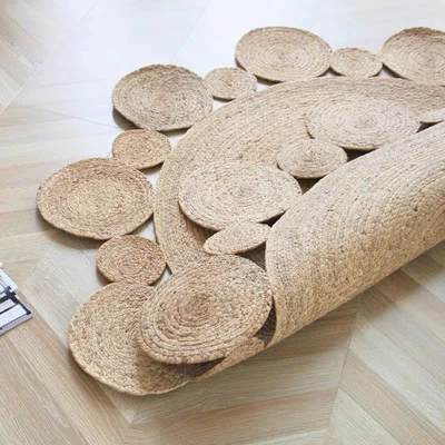 Woven Carpets Room Decor Plant Fiber Rugs Round Pastoral Carpet Room Home Decor - Image 1 of 4