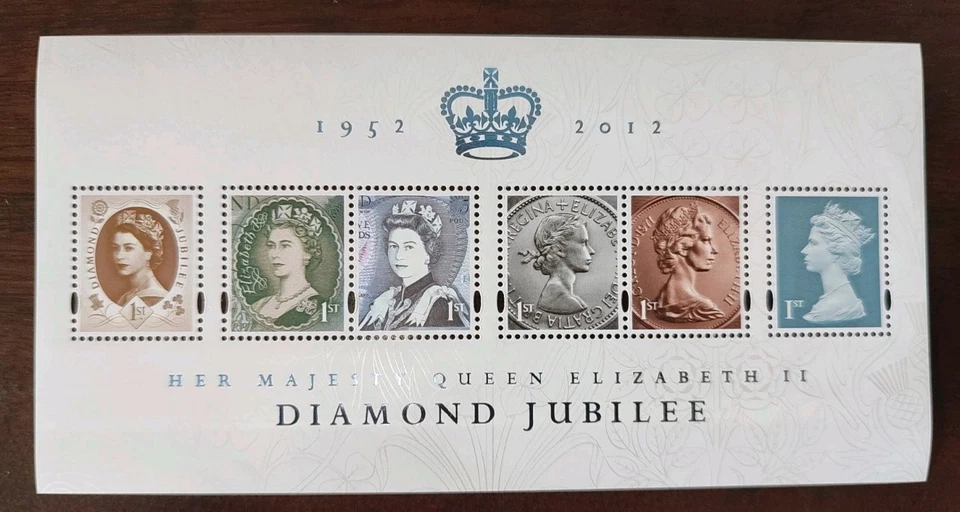 MS3272 DIAMANTE JUBILEO 2012 MINIATURA MINI HOJA ESTAMPILLAS Como Nuevo, 6x 1ª Clase Foto 1 de 1
