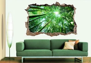 3D Green woods 54 Wall Murals Stickers Decal breakthrough AJ WALLPAPER AU Lemon - Picture 1 of 6