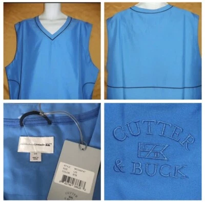 Cutter & Buck British Blue Men’s Large L Golf Rain Repellent Windshirt Vest NWT - Image 1 of 4