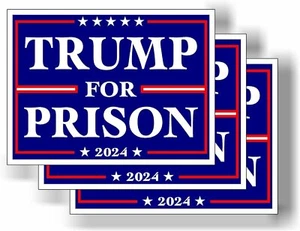 3 Pack Eco Trump for Prison 2024 Political Biden Bumper Magnet 4 in x 3 in - Picture 1 of 6