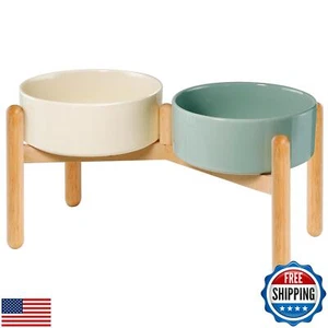 Wordcam Raised Ceramic Dog Bowls with Stand,Elevated Dog Dish, Pet Food and W - Picture 1 of 5