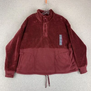 NWT All In Motion Snap Fleece Jacket Women's 2XL Burgundy Adjustable Waistband - Picture 1 of 9