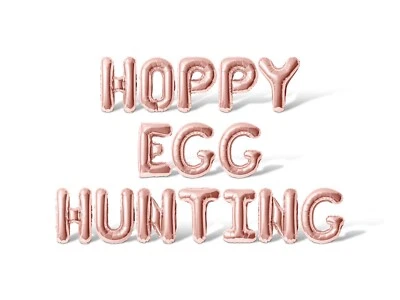 HOPPY EGG HUNTING Letter Balloon Banner - 16" Balloons Easter Party Decorations - Image 1 of 4