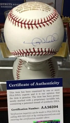 GARY SHEFFIELD Signed Career Stat Baseball LE 1/11 PSA + 1989 Rookie Card Lot 9 - Image 1 of 4