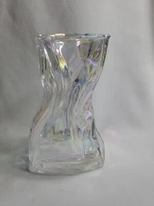 Irregular Iridescent Carnival Clear Thick Glass Vase - Picture 1 of 8