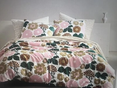 Marimekko King Duvet Cover + 2 King Shams Pieni Kukkatori Floral Cotton New - Image 1 of 3