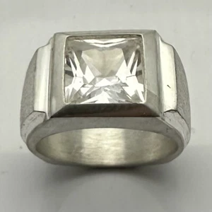 ANILLO PARA HOMBRE MJG PLATA ESTERLINA. 10 x 10 mm de circonio cúbico cuadrado. Talla 10 - Imagen 1 de 6