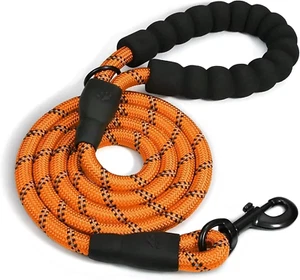 1.5m Orange Rope Lead Set with Shock Absorbing Padded Handle - 1cm wide - Picture 1 of 1