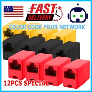 12Pack RJ45 Ethernet Network LAN Cat5e Cable Joiner Adapter Coupler Extender Lot - Picture 1 of 7