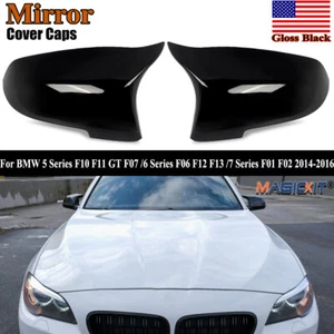 FOR BMW F10 F11 F07 F06 F12 F13 F01 F02 M5 STYLE REARVIEW MIRROR COVER CAPS PAIR - Picture 1 of 19