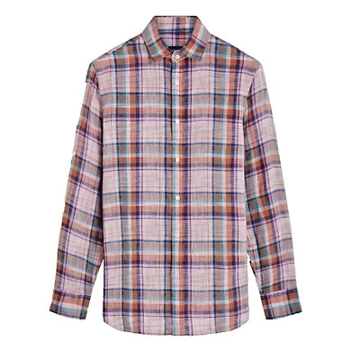 Bugatchi Men's Julian Madras Check Long Sleeve Linen Shirt NWT - Size XXL - Image 1 of 4
