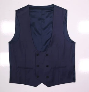Connaisseur Paris Royal Blue Double Breasted Wool Formal Waistcoat Vest 40/M - Picture 1 of 6