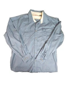 Wrangler Shirt Mens 2XL Blue Chambray Chest Pockets Long Sleeve Button Up Casual - Picture 1 of 11