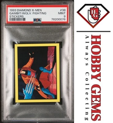 GAMBIT WOLVERINE PSA 9 1993 Diamond Marvel X-Men Sticker #38 - Image 1 of 2