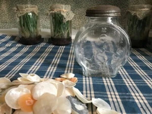 VTG 1930's Glass Jar Clock Face Happy Time Nash Mustard Original Lid Tick Toc - Picture 1 of 6