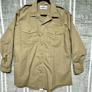 Flying Cross Fx Class B Mens Large Uniform L/S Shirt Tan Khaki Full Zip FX5120 - Picture 1 of 9