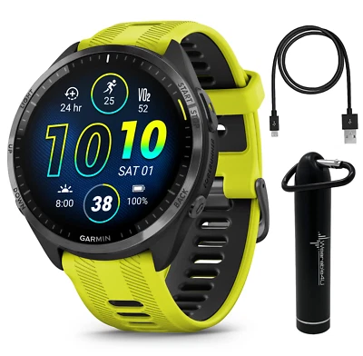 Reloj inteligente para correr Garmin Forerunner 965 AMOLED amarillo titanio con banco de energía Foto 1 de 4