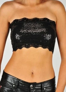 Sequin Tube Top, Bandeau Top, Shiny Crop Top, Black Tube Top, Sparkle Dancer Top - Picture 1 of 2