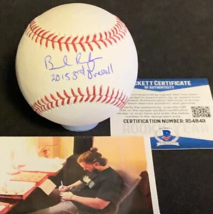 Brendan Rodgers Rockies Signed Baseball Beckett COA 2015 3rd Overall - Picture 1 of 1