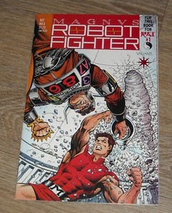 MAGNUS ROBOT FIGHTER # 5 VALIANT COMICS October 1991 FLIP BOOK RAI # 1 w CARDS