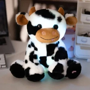 Glowing Cow Black LED 10 Inch Stuffed Animal Plush Toys Toddler Kids Fluffy Doll - Picture 1 of 6