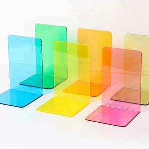 2pcs Bookend Book End Stand Support Holder Shelf Acrylic Bookrack Home 9 Colours - Picture 1 of 16