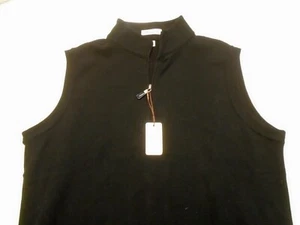 Peter Millar Tri-blend Melange Fleece Quarter-Zip Vest NWT Small $125 Black - Picture 1 of 5