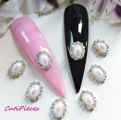 3D Arte en Uñas Plata Verde AB Marco Holográfico Estrás Joya Gemas Aleación Metal Foto 1 de 4