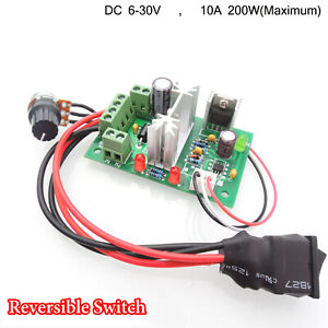 6V 12V 24V 10A PWM DC Motor Speed Controller Reversible CW CCW Regulator Switch 