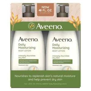 2x Aveeno Daily Moisturizing Body Lotion 24 oz Fragrance Free 48 oz Total New - Picture 1 of 2