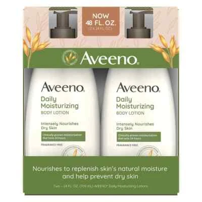 2x Aveeno Daily Moisturizing Body Lotion 24 oz Fragrance Free 48 oz Total New - Image 1 of 2