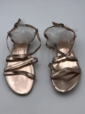 Sandalias planas antiguas azul marino oro rosa ~ talla 8 Foto 1 de 4