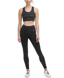 Tommy Hilfiger Women's Small Black Low Impact Monogram Sports Bra - Picture 1 of 1