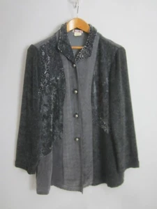 Vintage Neil & David Damen S grau LS Art To Wear Viskose Seide Samt Jacke Blazer - Bild 1 von 9