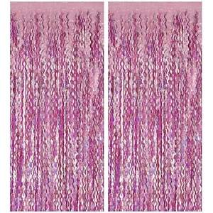 Pink Backdrop Party Decor Foil Fringe Backdrop Curtain Photo Booth Background - Picture 1 of 7