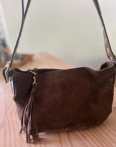 vintage coach brown suede & leather shoulder bag g04s 1421 - Picture 1 of 10