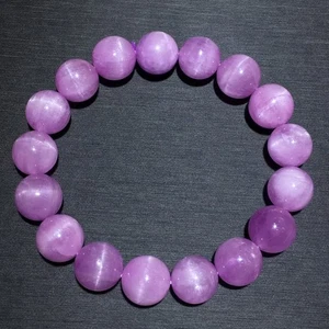 12.6mm Genuine Natural Purple Kunzite Crystal Round Beads Bracelet AAA - Picture 1 of 9