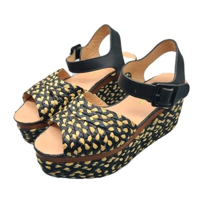 Sandalias Robert Clergerie Alpargata Estampado Paja Beige Negro Talla US 6.5 37 Nuevas Foto 1 de 4