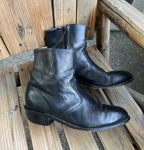 Botín Western Doble H Cremallera Lateral Cuero Negro Para Hombre 10.5 EE - Imagen 1 de 14