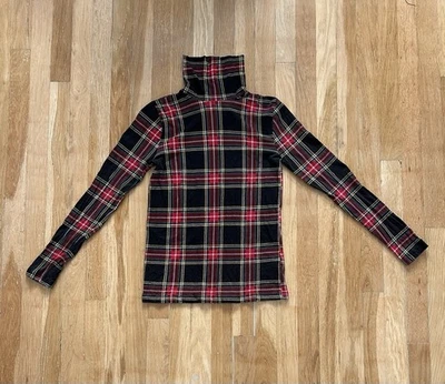 ¡Nuevo! Top J Crew talla XS S M L XL negro tartán tejido a cuadros cuello alto nuevo con etiquetas BB750 Foto 1 de 4