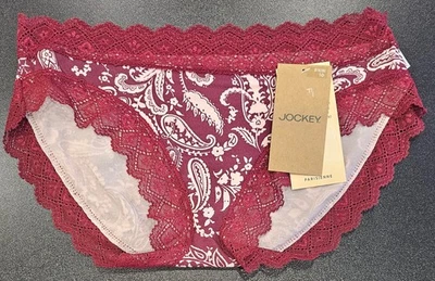 Jockey Ladies Parisienne Classic Bikini Underwear size 10 Colour Maroon Floral - image 1 of 3