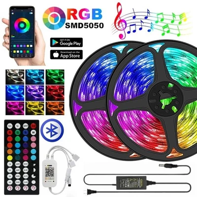 16ft 100ft LED Strip Light Music Sync Bluetooth 5050 RGB Room Light w/ Remote US - Image 1 of 4