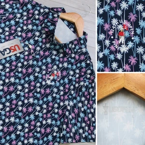Camisa polo de golf Pinehurst para hombre con estampado de palma en L rendimiento logotipo abierto de EE. UU. elástica - Imagen 1 de 6