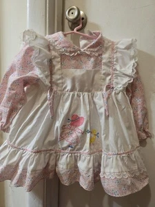 Vintage 3t Toddler Girl Top Floral, Lace, Girl With Duck - Picture 1 of 10